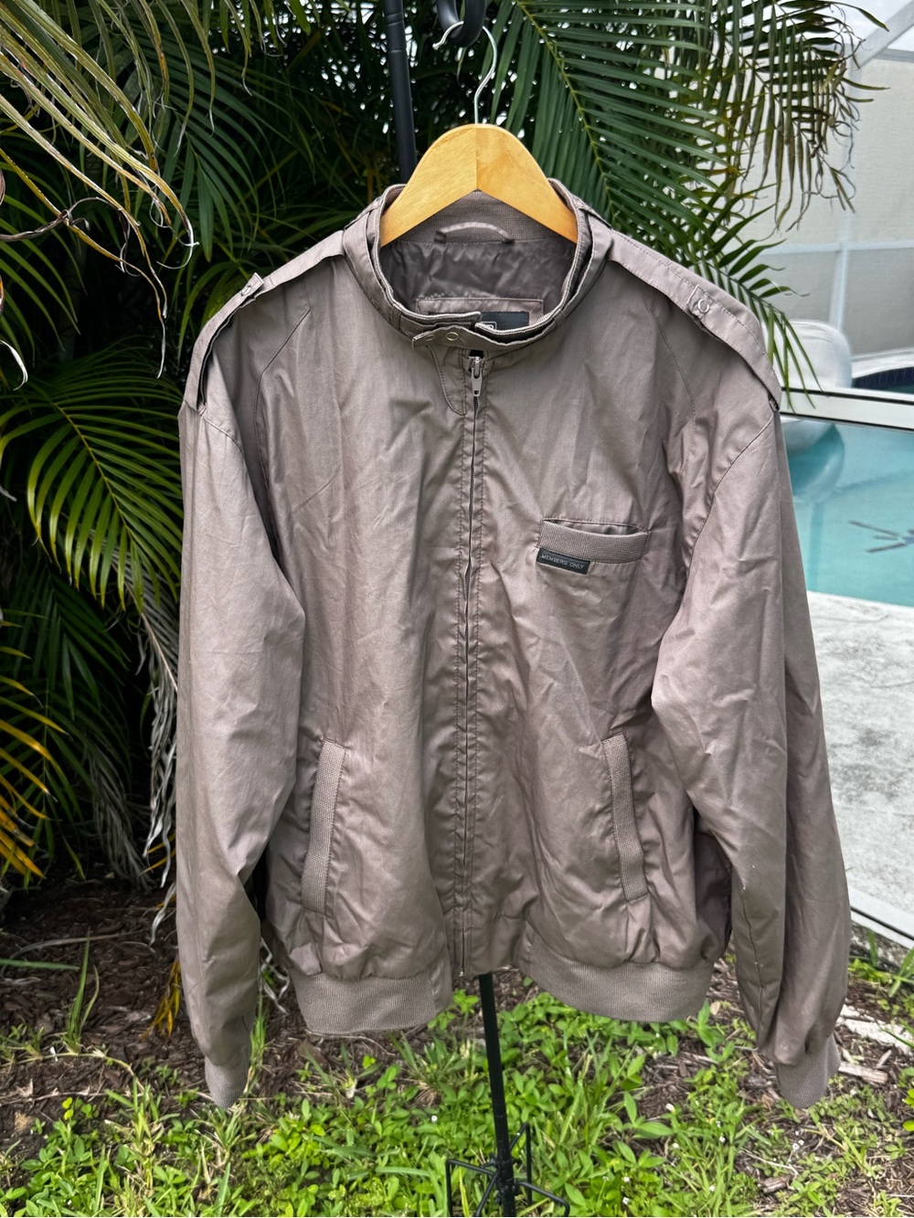 Vintage 90s Members Only Taupe windbreaker jacket size Large
